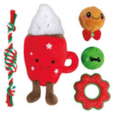 Holiday Dog Toy Gift Set - Hot Cocoa Mug