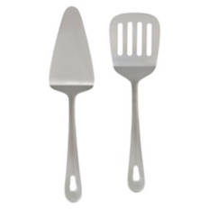 2 Piece Stainless Steel Serving Utensils - Pie Server & Slotted Turner