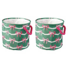 2 Pack Holiday Canvas Bins - Bows