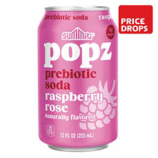 Raspberry Rose Flavored Prebiotic Soda, 12 fl oz can