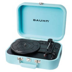 Bluetooth Suitcase Shaped Record Player, Aqua