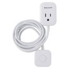 6' One Outlet Tapper Fabric Power Extension Cord, White