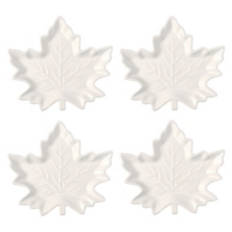 4 Pack Fall Appetizer Plates - White Leaf