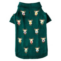 Pet Christmas Sweater - Green Reindeer, S