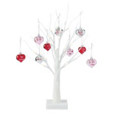 Valentine's Day White Glitter Tree with Red/Pink Conversation Hearts