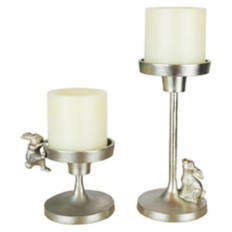 2 Pack Bunny Metal Candle Holders, Silver