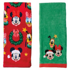2 Pack Holiday Hand Towels - Noel Wreaths