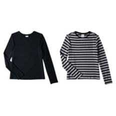 2 Pack Ladies Long Sleeve T-Shirt - Black & Grey, S