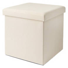 Foldable Storage Ottoman, Ivory