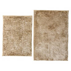 2 Piece Luxury Chenille Bath Rug, Tan