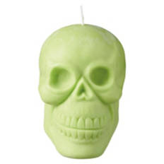 Halloween Molded Candle - Skull, Green