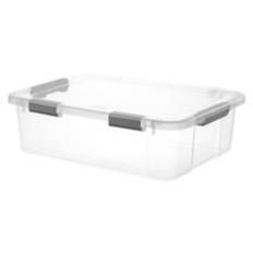 40 Quart Hinge Lid Storage Box Grey Latches