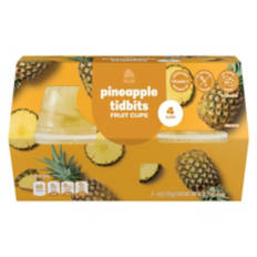 Pineapple Tidbits in 100% Fruit Juice, 4  Fruit Cups