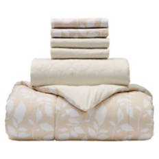 6 Piece Queen Size Reversible Comforter & Coverlet Set, Floral