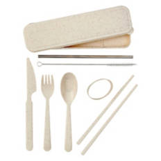 Reusable Cutlery Set with Case, Beige