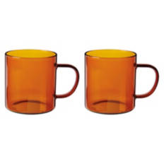 2 Pack Amber Glass Coffee Mugs