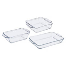 3 Piece Glass Baking Dish Set - Square 5 Qt, 1.5 Qt, & 8"