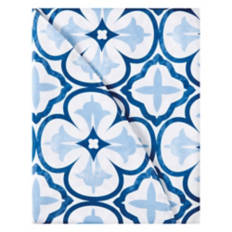 70" Round  Indoor/Outdoor Tablecloth, Blue Tile Geo