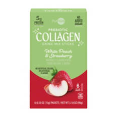 White Peach Strawberry Prebiotic Collagen Drink Mix Sticks, 6 Count