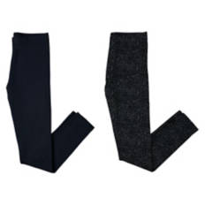 2 Pack Ladies Super Soft Leggings - Printed/Black, M