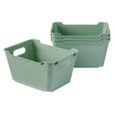 4 Pack Small Plastic Storage Bins, Green