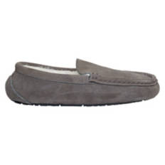 Unisex Genuine Suede Slippers - Grey Moccasin, 7/8