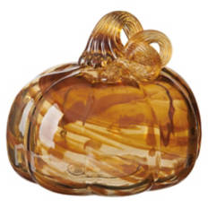 Handcrafted Glass Pumpkin, Toffee Brown