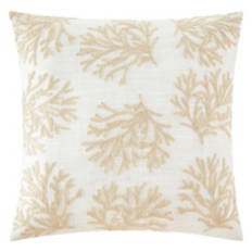 Coastal Decorative Pillow - Beige Coral Embroidered