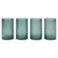 12oz Glass Drinkware Set - Green, 4 Pack