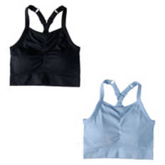 2 Pack Seamless Fitness Bra - Blue/Black, XL