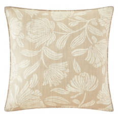 Coastal Decorative Pillow - Beige Floral Piped Edge