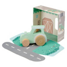 Green Wooden Tractor Pull Toy