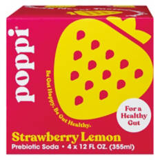 Strawberry Lemon Prebiotic Soda, 4 Pack