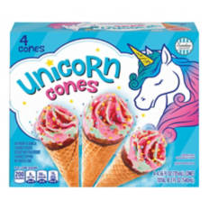 Raspberry  & Vanilla Flavor Unicorn Cones, 4 count