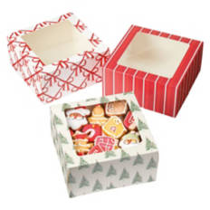 3 Pack Square Treat Boxes - Classic Christmas