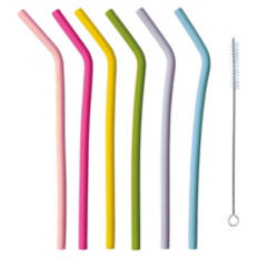 7 Piece  Reusable Straws, Rainbow