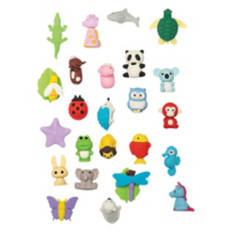 Kids Unique 3D Erasers - Animals, 24 count
