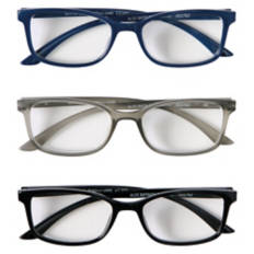3 Pack Men's Reading Glasses - Black/Blue/Grey, 2.5