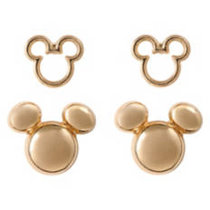 Mickey Character Outline Earrings, Gold