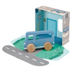 Blue Wooden Van Pull Toy