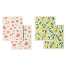 4 Piece Swedish Dish Cloths - Fruit Print