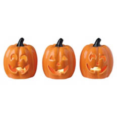 3 Pack Small Pumpkins Shaped LED Ceramic