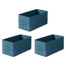 3 Pack Small Collapsible Storage Boxes, Blue