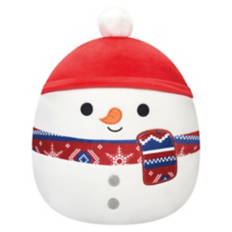 12" Holiday Squishmallow - Manny The Snowman with a Red Hat & Scarf