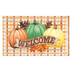 18" x 30" Deluxe Harvest Doormat - Welcome Pumpkins Plaid