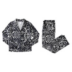 Ladies Flannel Pajama Set - Leopard, XL