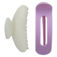 2 Pack Claw Clips, Cream/Lavender