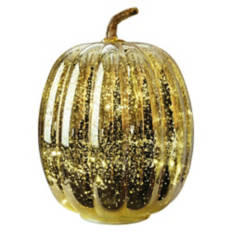 7.5" x 10.25" LED Glass Pumpkin - Golden