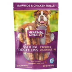 8" Rawhide & Chicken Rolls Dog Chews, 7 count