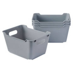 3 Pack Medium Plastic Storage Bins, Cool Gray